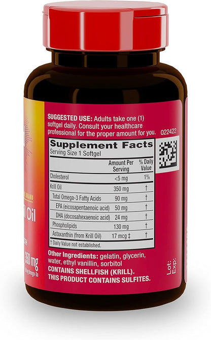 MegaRed Omega-3 Krill Oil 350mg Softgels, (60 Count Omega-3 Fatty