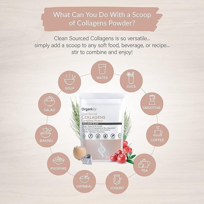 Organixx Clean Sourced Collagen Powder, Hydrolyzed (30 Servings)