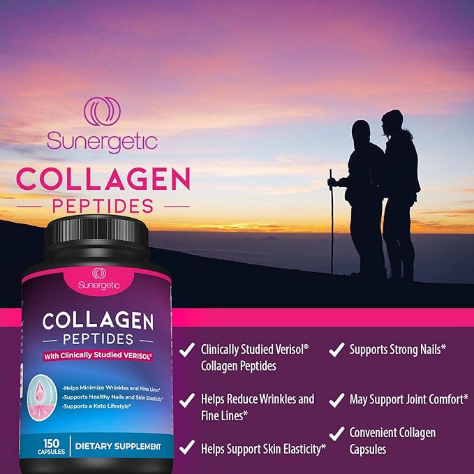 Sunergetic Premium Collagen Peptides Capsules – 2500 mg 1 & 3 – 150 Collagen
