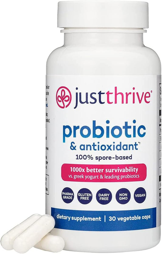 Just Thrive Probiotic & Antioxidant Supplement 100% Spore-Based 30 Caps