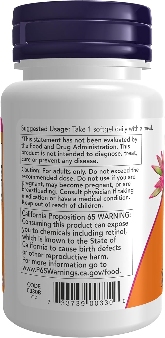 NOW Supplements, Vitamin A 10,000 IU, 100 Softgels
