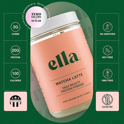Ella Matcha Latte Collagen Protein Powder 20 Servings