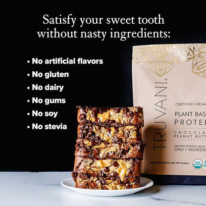 Truvani Vegan Pea Protein Powder | Chocolate Peanut Butter | 20g Organic Plant Based Protein | 10 Servings | Keto | Gluten & Dairy Free | Low Carb | No Added Sugar