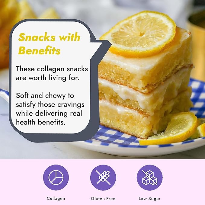 321glo Collagen Protein Brownie | Gluten Free, Low Sugar | Keto Snack for Women, Men, & Kids | 16g Protein, 6g Collagen | 12 Pack (12 Pack, Lemon Zest)