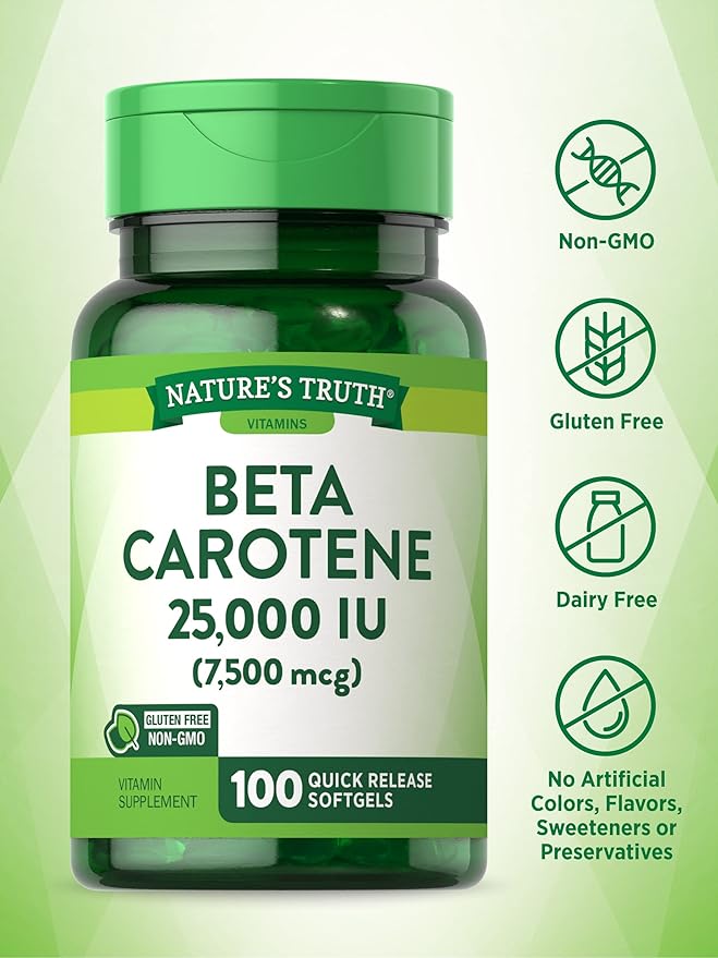 Beta Carotene 25000 IU Softgels 100 Count