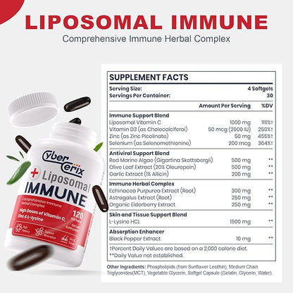 Advanced Liposomal Immune Supplement, Complex 1,500mg, Vitamins, 240 Capsules