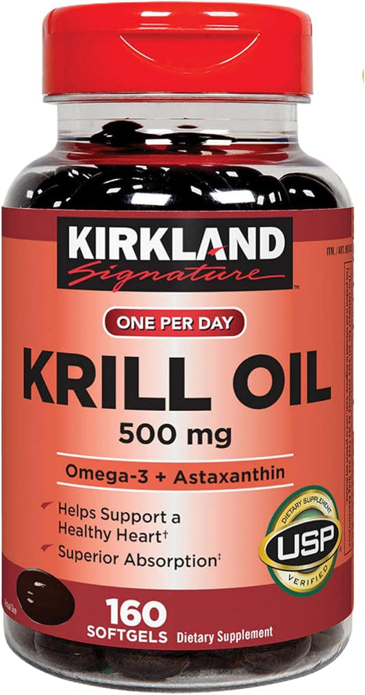 Kirk-Land Signature Krill Oil 500 mg., 160 Softgels Omega-3 Fatty 160 Days