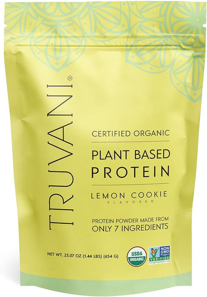 Truvani Vegan Pea Protein Powder | Lemon Cookie | 20g Organic Plant Based Protein | 20 Servings | Keto | Gluten & Dairy Free | Low Carb | No Added Sugar
