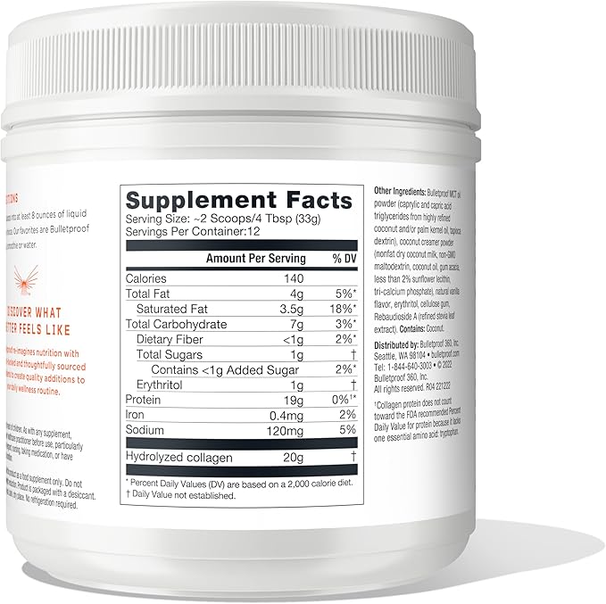 Bulletproof Vanilla Collagen Peptides Powder 14.3 Ounces,