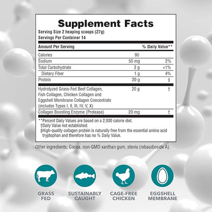 Natures Plus Collagen Peptides, Chocolate 0.83 lb 14 Servings