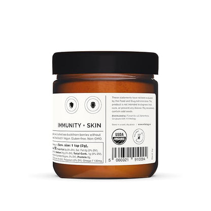 Erbology Organic Sea Buckthorn Powder 1.8 oz 50 Servings Omega-7 (6.5%), (6.5%), Vitamin