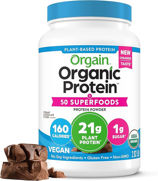 Orgain Organic Plant Based Protein + Superfoods Powder, 2.02 Pound (Pack of 1) - Packaging May Vary