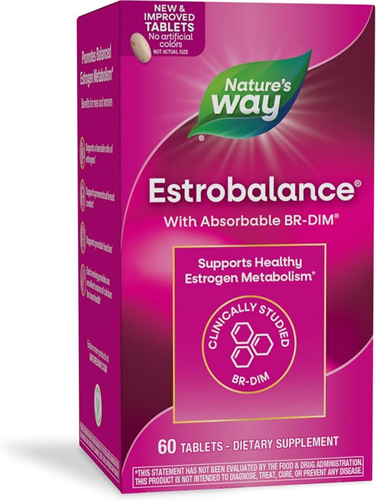 Nature's Way Estrobalance, Absorbable BR-DIM, Supports Healthy Estrogen Metabolism*, Vegan, Gluten Free, 60 Tablets (Packaging May Vary)