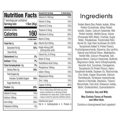 WonderSlim Meal Replacement Protein Bar, Peppermint Cocoa Crunch, 15g Protein, 20 Vitamins & Minerals, Gluten Free (7ct)