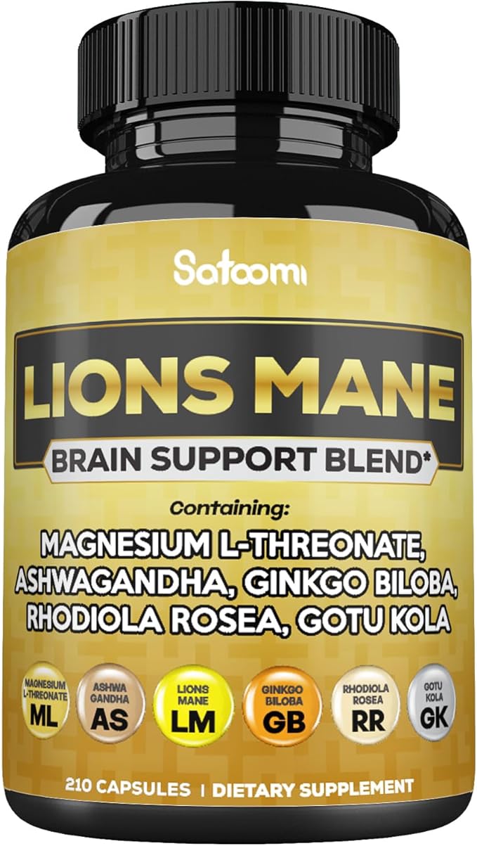 Lions Mane Supplement Capsules with Magnesium 210 Vegan