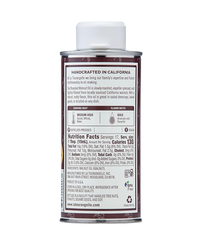 La Tourangelle, Roasted Walnut Oil, Plant-Based Source of Omega-3 Fatty Acid, Cooking, Baking, & Beauty, 8.45 fl oz