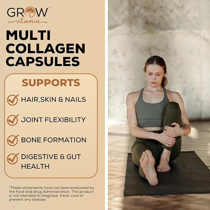 grow vitamin Multi Collagen Capsules, 1800MG 90 Capsules