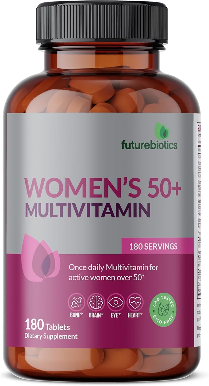 Futurebiotics Women's 50+ Multivitamin Once Daily 50, NON-GMO, 180 Tablets