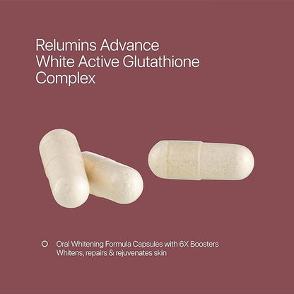 Relumins Advance White Active Glutathione Complex 6X Boosters- 60 Capsules 3 Bottles