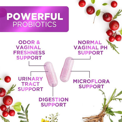 Probiotics for Women 60 Billion CFU & 16 Probiotic Strains with Prebiotics for Digestive Health, Womens Probiotic for Vaginal pH, Urinary & Immune Support with Cranberry, Gluten Free - 60 Capsules