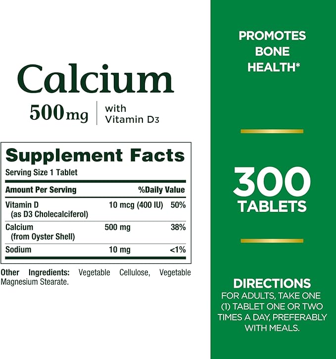 Nature's Bounty Calcium Plus 500 mg D3, Immune 300 Tablets