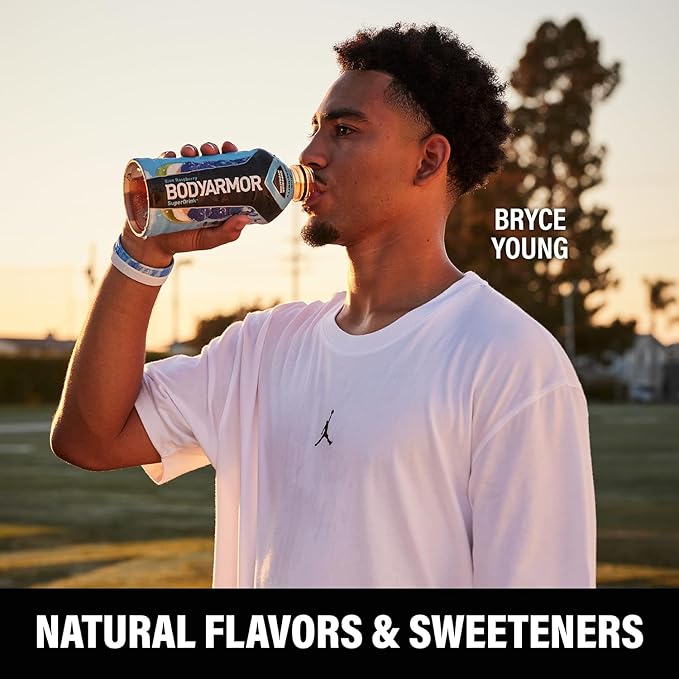 BODYARMOR Sports Drink Sports Beverage, Blue Raspberry, Natural Flavors With Vitamins, Potassium-Packed Electrolytes, No Preservatives, Perfect For Athletes, 16 Fl Oz (Pack of 12)