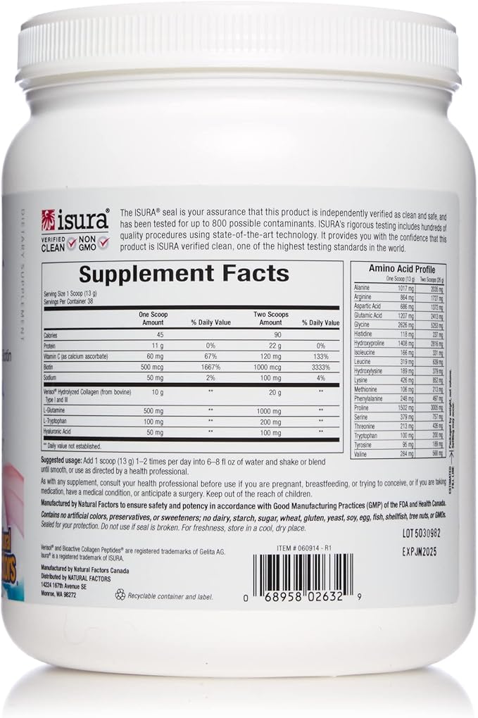 Natural Factors Unflavoured Total Body Collagen 500 GR