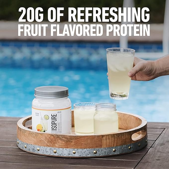Isopure Clear Whey Isolate Protein Powder Infusions, Lactose Free, Gluten Free, Naturally Flavored, Pineapple Orange Banana, 20g Protein Per Serving, 14.1 Oz, 16 Servings