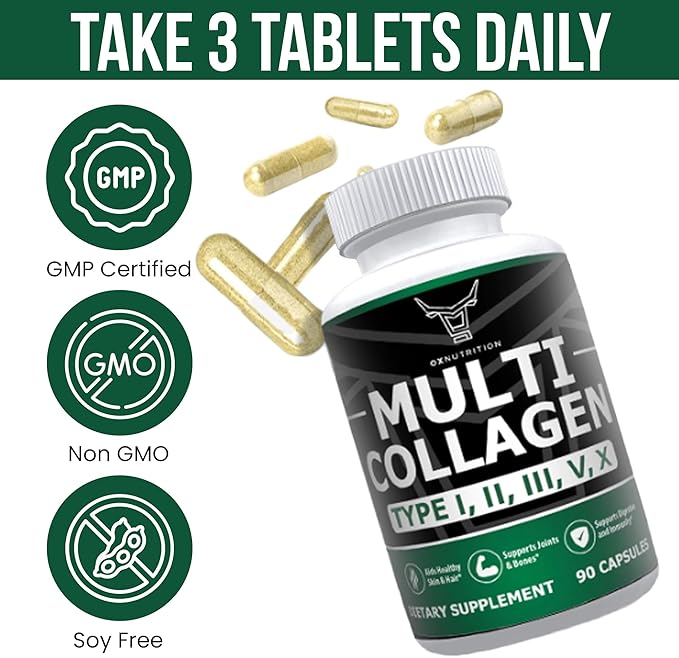 OX OXNUTRITION 90 Capsules Multi Collagen 3P Tested
