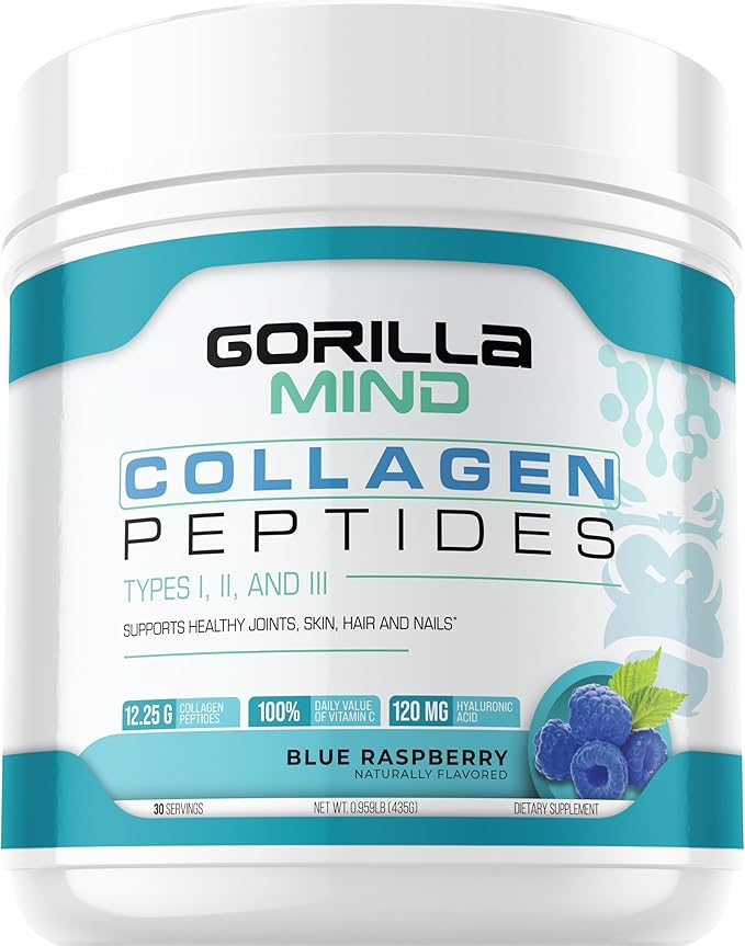 Gorilla Mind Collagen Peptides Powder 435g (Blue
