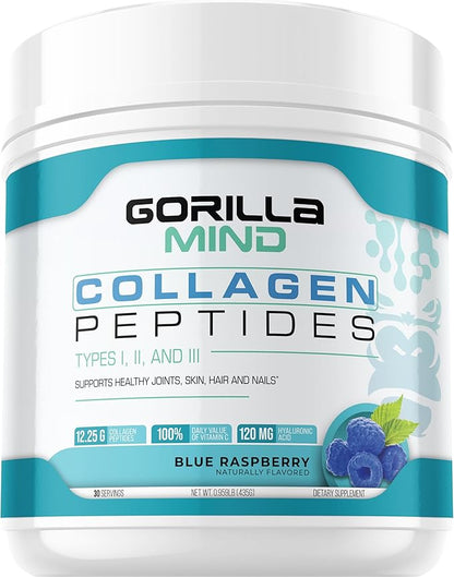 Gorilla Mind Collagen Peptides Powder 435g (Blue