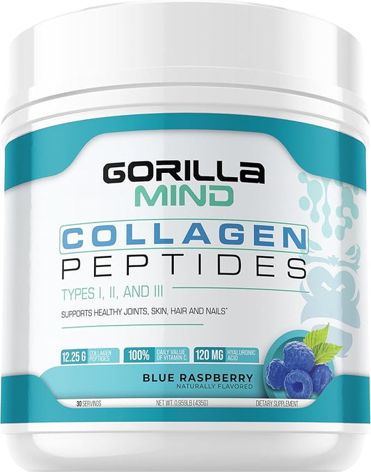 Gorilla Mind Collagen Peptides Powder 435g (Blue
