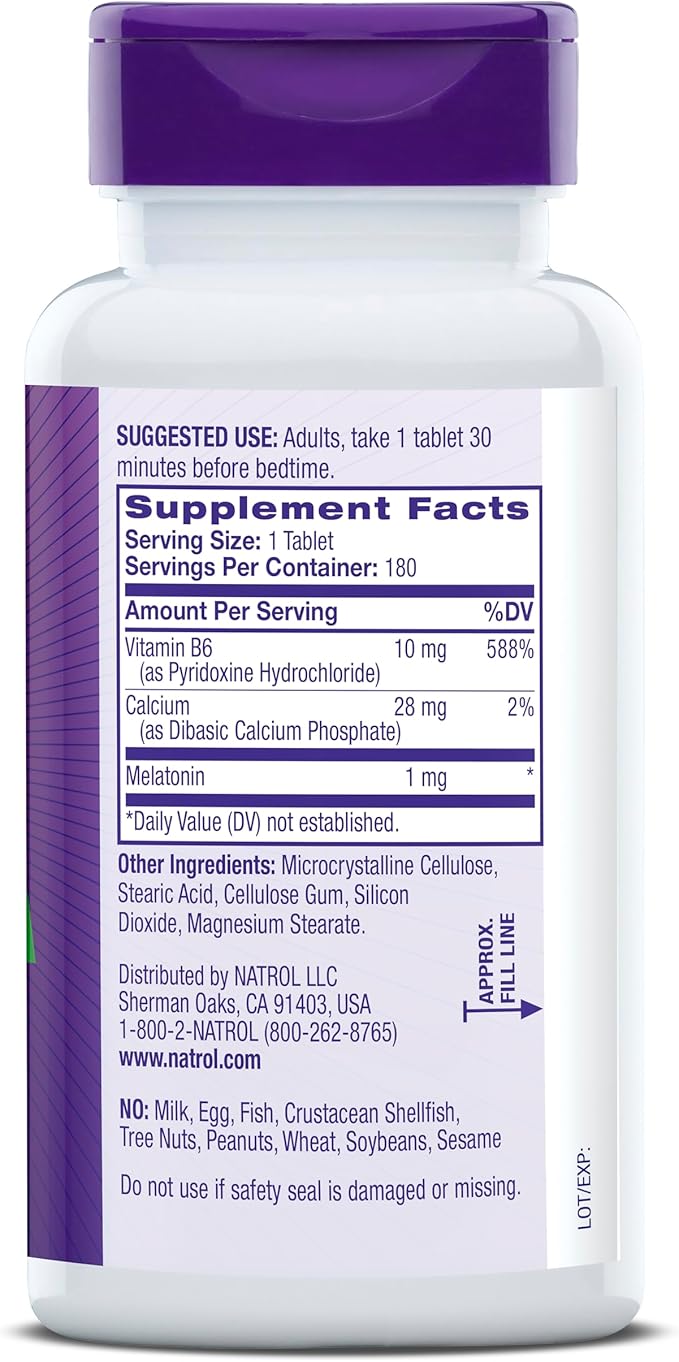 Natrol, Melatonin Tablets Helps You Fall 100 Vegetarian 1mg, 180 180 Count