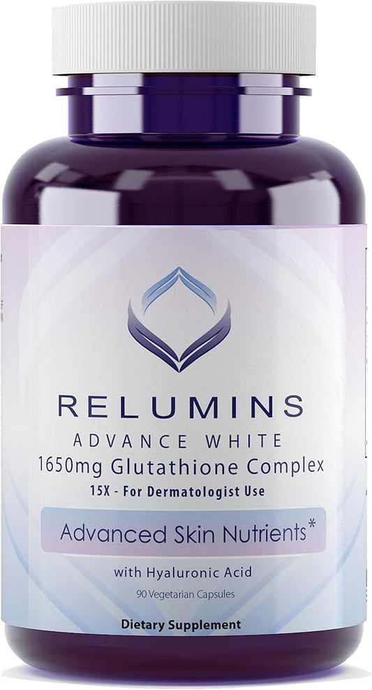 Relumins 1650mg Reduced Glutathione Complex 90 Veggie 1 Bottle