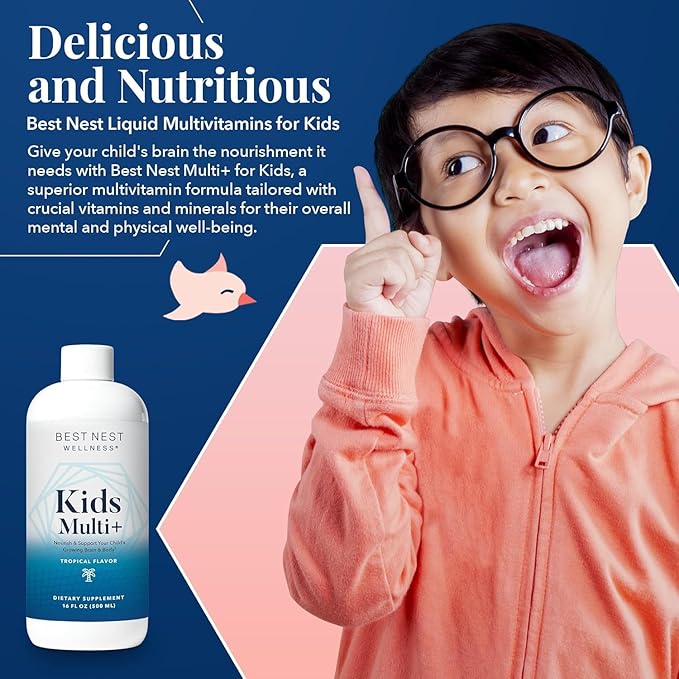 Best Nest Wellness Kids Liquid Multivitamin: B12, Gluten-Free, 16oz