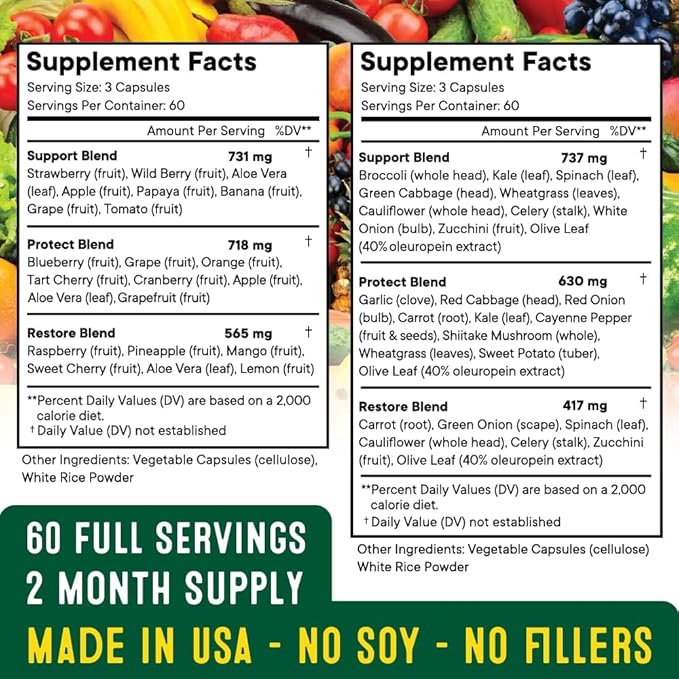 Superfood Fruit and Veggie Supplement 360 Whole 180 Count 2)