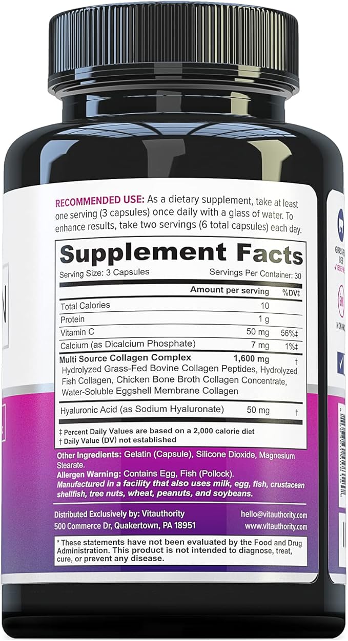 Vitauthority Multi Collagen Pills for Women 30 Servings