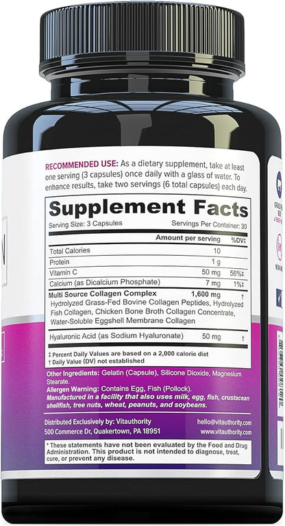 Vitauthority Multi Collagen Pills for Women 30 Servings