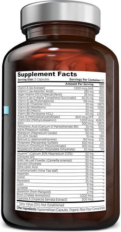 OmniBiotics Ultimate Daily Multivitamin for Women 120 Vegan 34 Essential B12, B6, B6, Biotin,