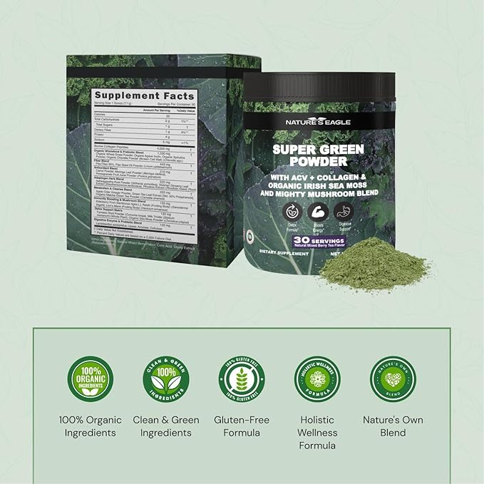 Nature’s Eagle Greens Powder with Collagen Peptides