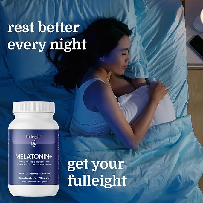 Deep Sleep Melatonin+ Plus Magnesium, L-Theanin, 5HTP, Ashwagandha, B6 Supplement 60 Capsules