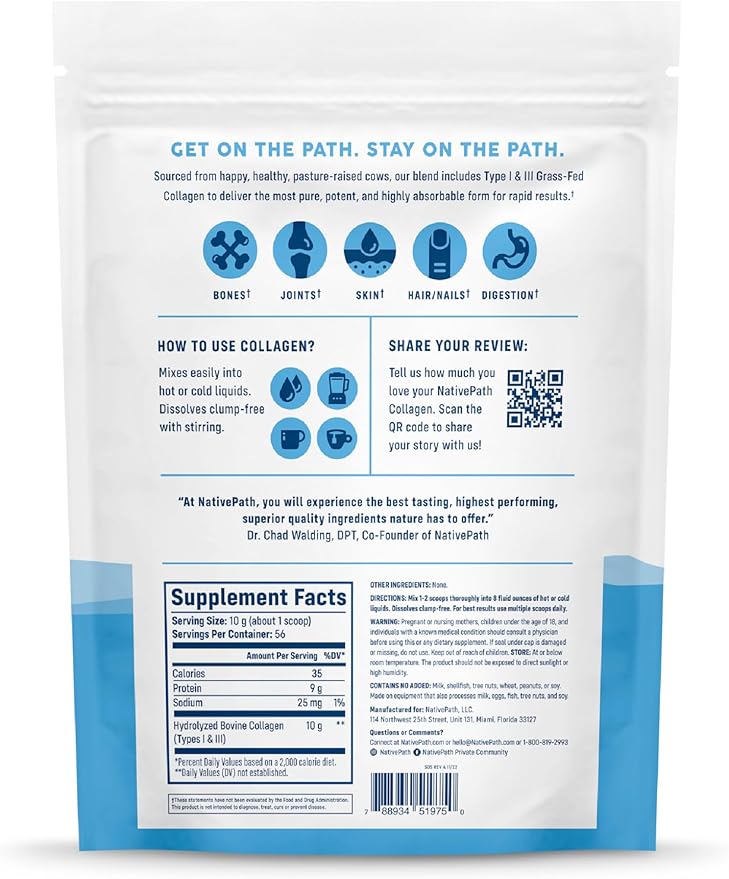 NativePath Collagen Peptides Protein 1 & 3 Collagen 19.8 oz (56 Servings)