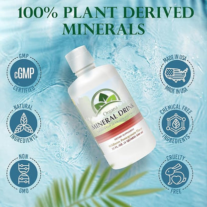 The Best Plant Derived Major & Trace Minerals Supplement - 32 Flow Ounces of Plant Based Minerals - 100% Pure & Natural (Wildberry Pomegranate)