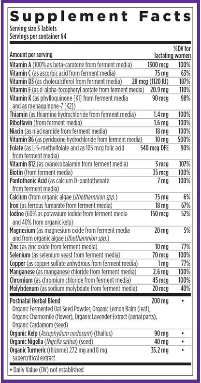 New Chapter, Postnatal Vitamins Lactation Supplement, D3 + 192 Count