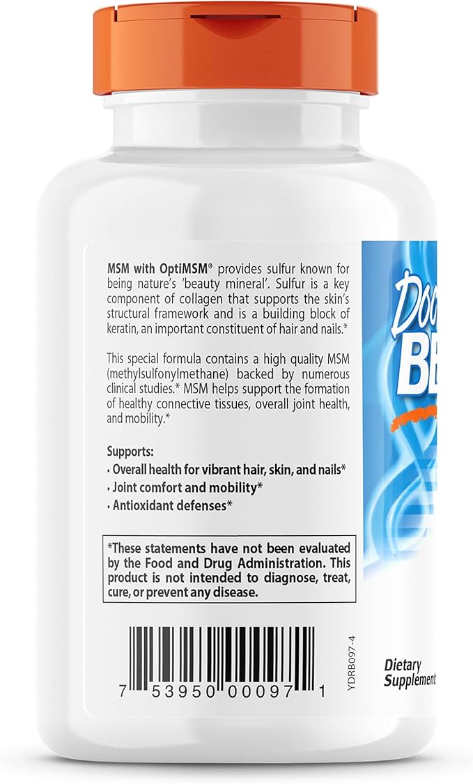 Doctor's Best MSM with OptiMSM, Non-GMO, 1500 mg, 120 Tablets (DRB-00097)