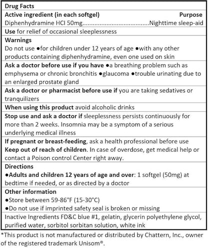Sleep Aid, Diphenhydramine HCl 50mg, 440 Softgels