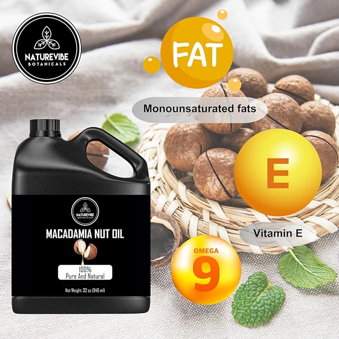 Naturevibe Botanicals Macadamia Oil 32 Ounces 100% Pure