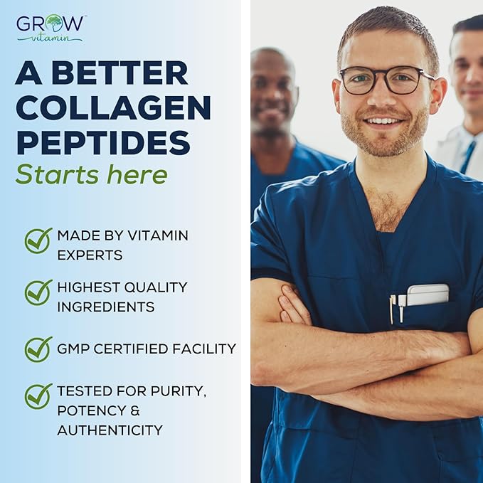grow vitamin Collagen Peptides Powder, Grass 20 OZ, 56 Servings