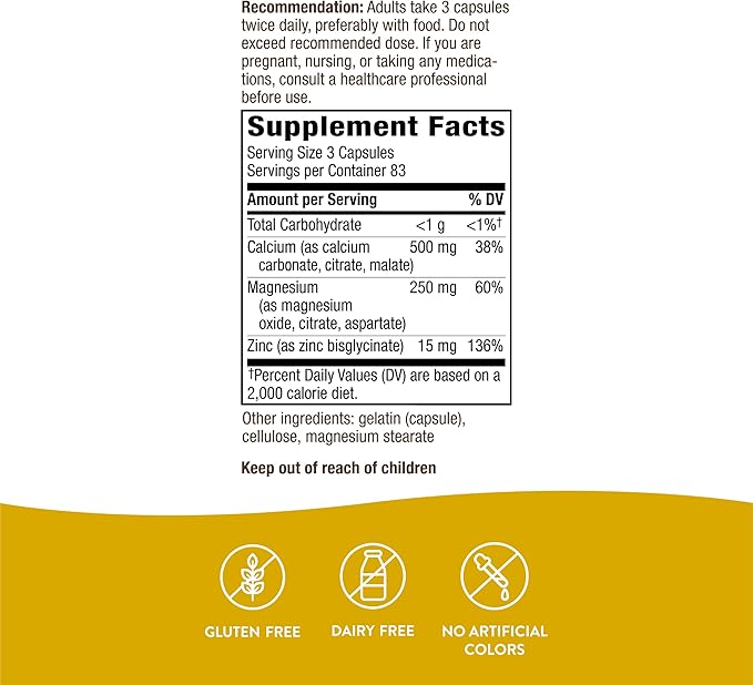 Nature’s Way Calcium-Magnesium-Zinc 250 Capsules