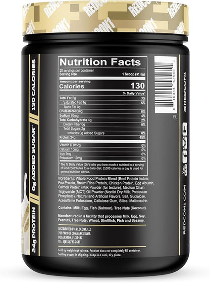 REDCON1 MRE Lite Whole Food Protein Powder, Vanilla - Low Carb & Whey Free Meal Replacement with Animal Protein Blends - Easy to Digest Supplement Made with MCT Oils (20 Servings)